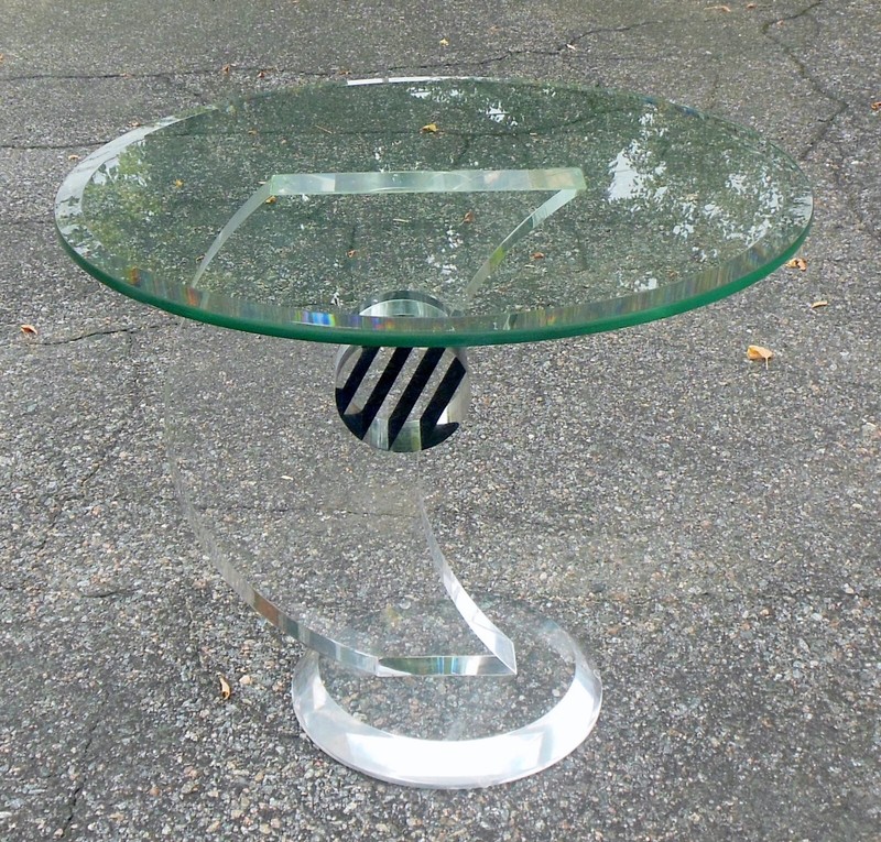 Vtg MCM POST MODERN Acrylic LUCITE Side Table OP POP ART Sculpture gallery