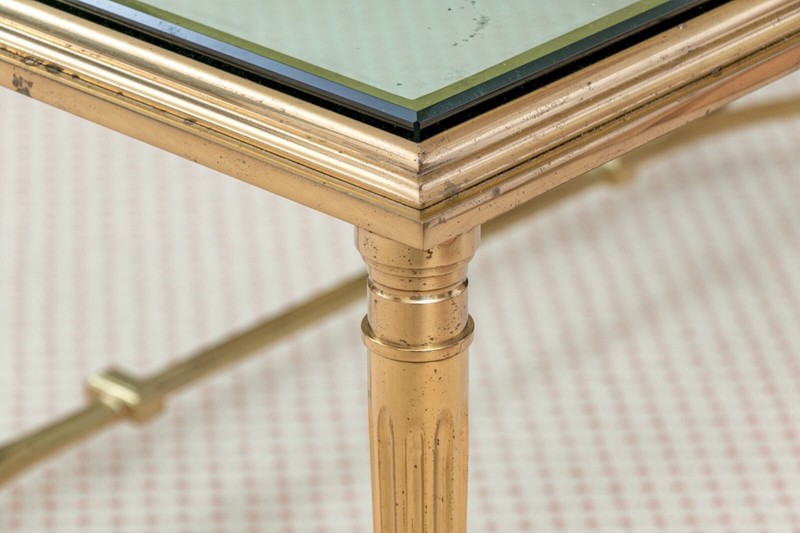 Vintage Louis XVI Style Brass And Glass Top Square Coffee Table gallery