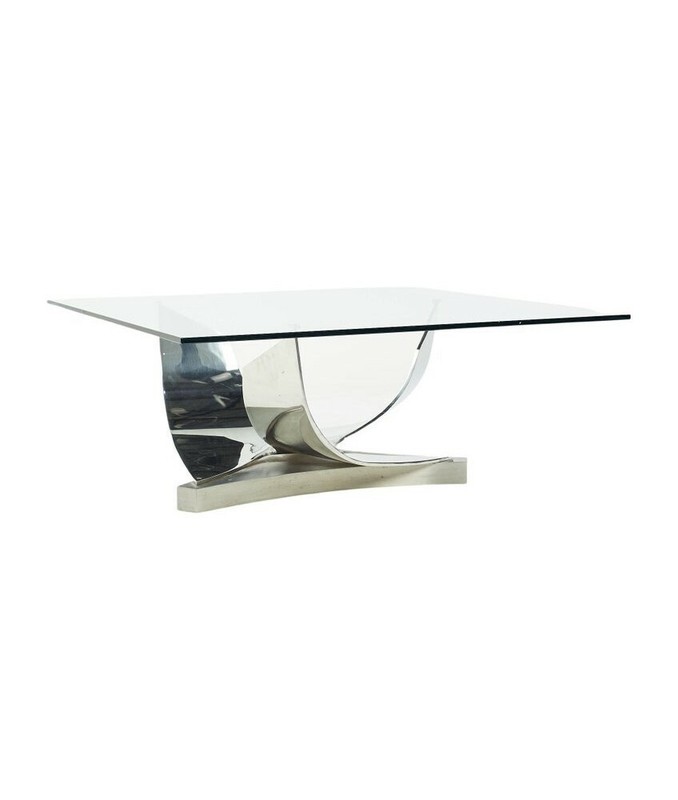 Ron Seff Polished Chrome, Stainless Steel and Glass Coffee Table