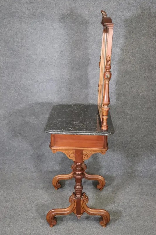 Antique Carved Victorian Marble Top Wash Stand gallery