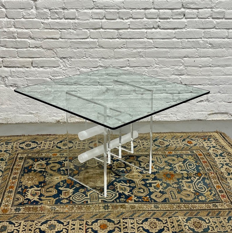 Mid Century Modern Lucite & Glass Coffee / Side Table, c. 1970s