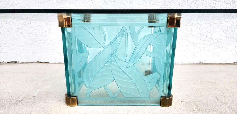 Coffee Cocktail Table Etched Glass Dennis Abbe Coastal Palm Beach gallery
