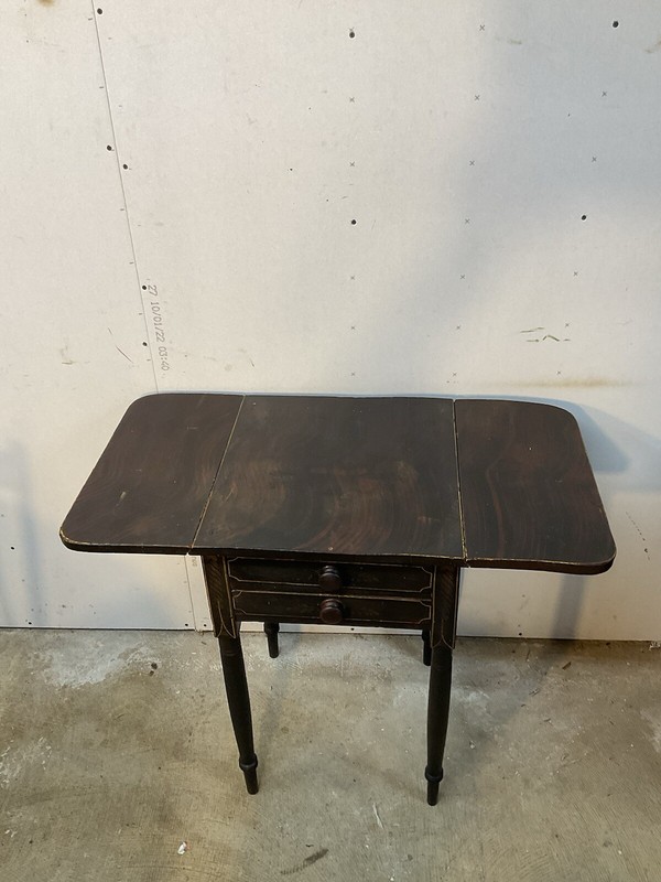 Antique Paint Decorated Sheraton Work Table Night Stand 2 Drawer Primitive Folk gallery