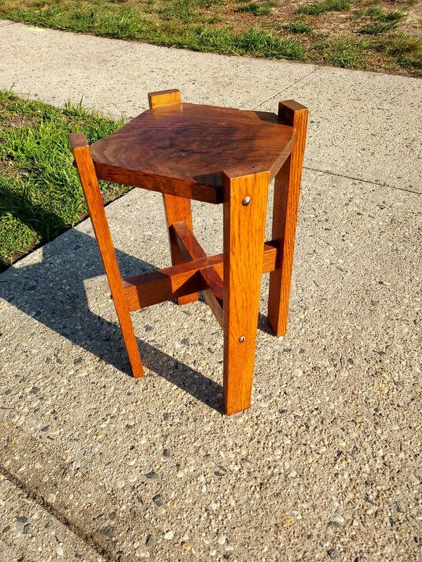 Vintage Solid Oak Mission Plant Stand 18"× 12"× 9" gallery