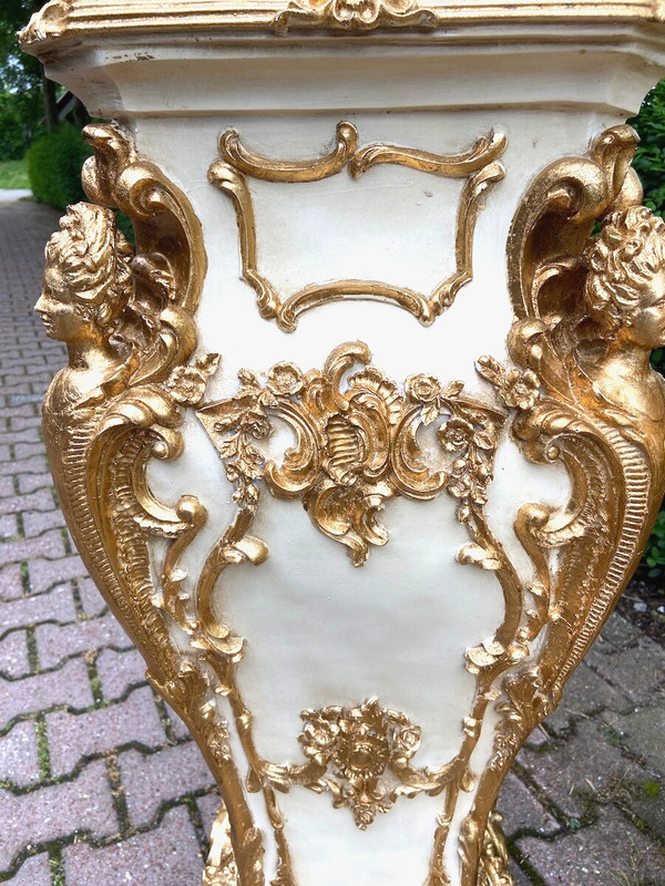 Pedestal Italian Baroque Cream Gold Display Column Vintage Decor Single Piece gallery