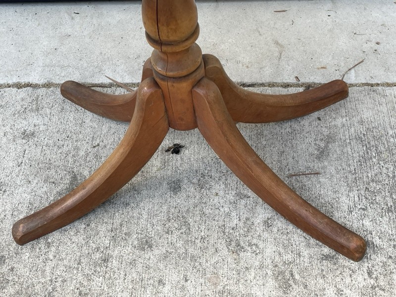 Mid Century American Maple Wooden Pedestal Table 1940's Side End 2 Tier Pedistal gallery