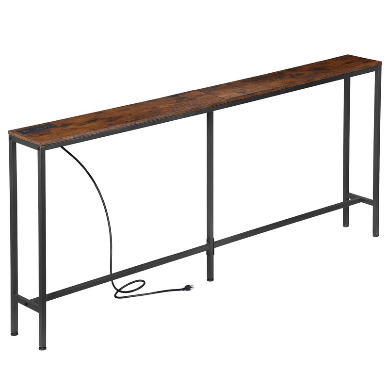 Console Table with Power Outlet 70" Long Narrow Sofa Entryway Side Hallway Table gallery