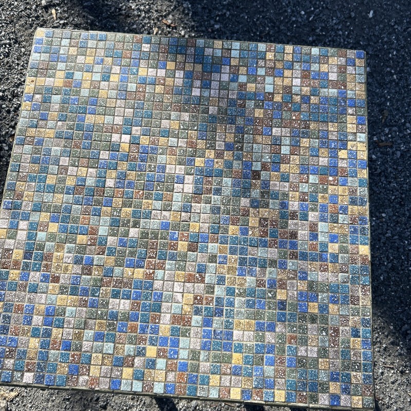 Mid Century Modern Mosaic Tiled Side Accent Table Original Wood Legs 18x18x16 gallery