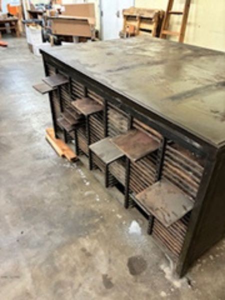 Vintage Hamilton All Steel Printers' Imposing Table Complete with Type Trays gallery