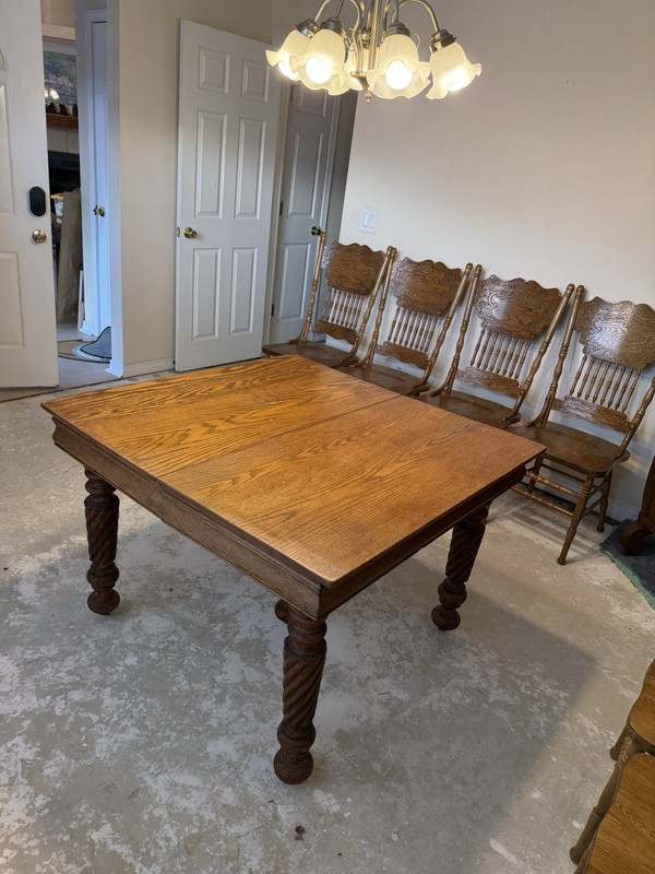Square Rectangle Antique 1900's Solid Oak Dining Room Table Ornate Leg Design gallery