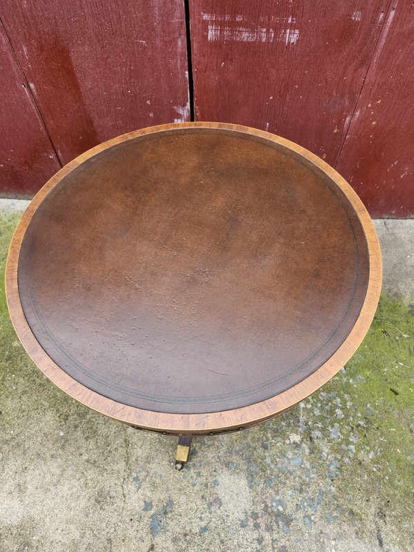 Antique Furniture English Sheraton George Style Mahogany Drum Center Table 32 gallery