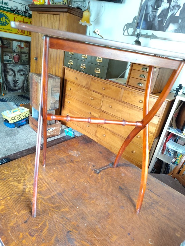 Antique Coaching Table Fold-Up Mahogongy Inset Hinges English Regency Lock Latch gallery