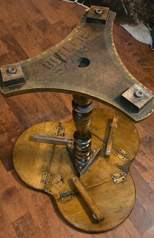 Antique wooden Mahogany Butler Table stand Clover Leaf tray Carved Early 19th gallery