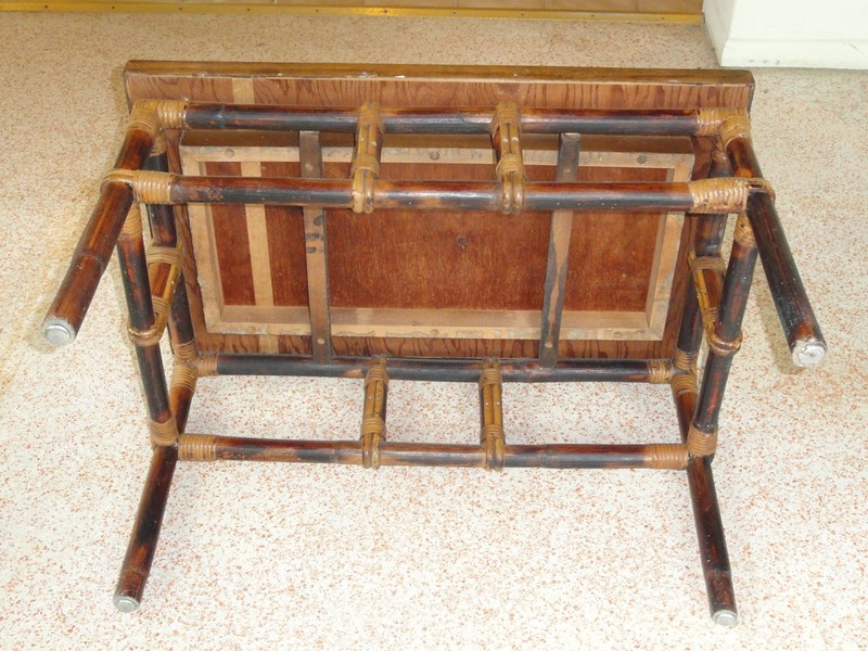 RARE 60's FICKS REED RATTAN LARGE TILED COFFEE TABLE / SIDE TABLE #3 gallery