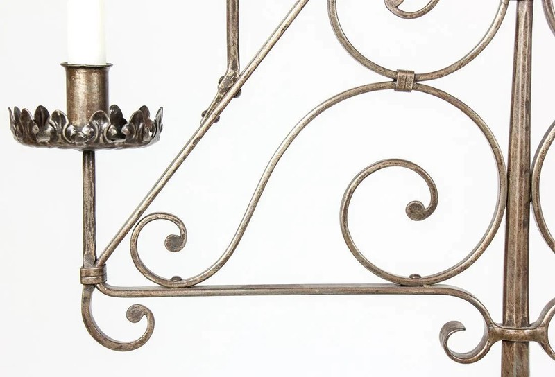 Hand-Forged Wrought Iron Torchieres. Ex. Pittman NJ Estate. Size: 72.5″ x 23.5″