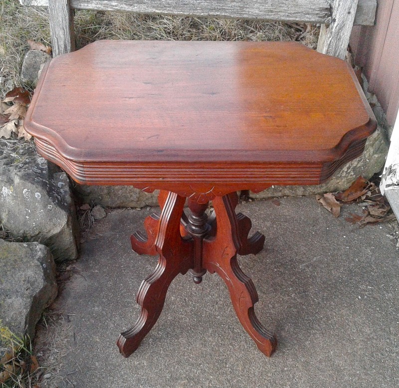 Antique Victorian Eastlake Solid Walnut Parlor Table 1870s gallery