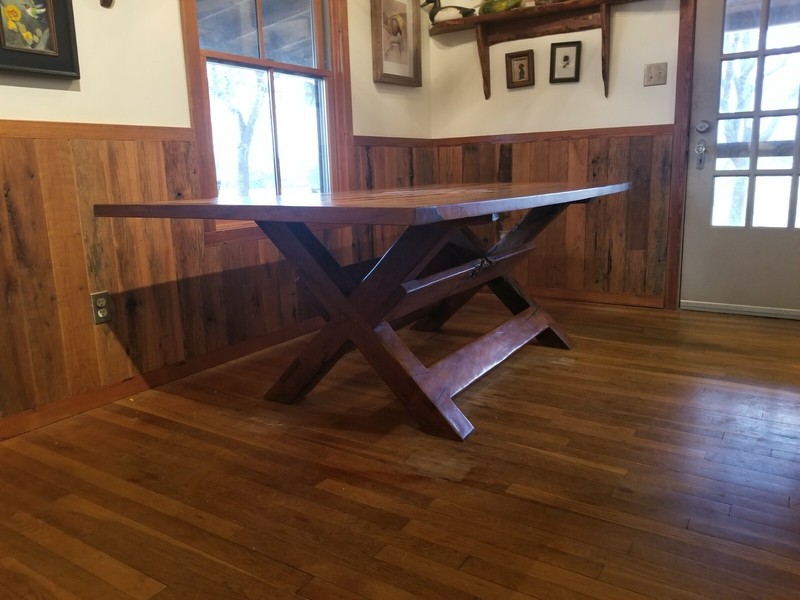 Custom Made Cross Buck Mesquite and Oak Dining Table Excellent Condition gallery