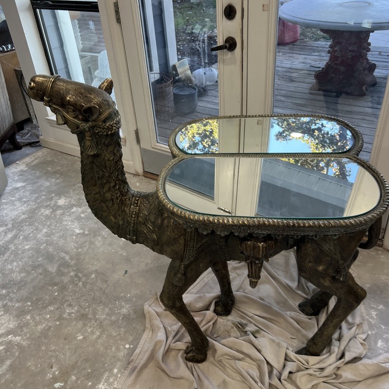 Side Table Bronze Camel Lost Wax Method Brass Sculpture Rare Estate Sale gallery