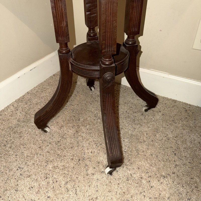 Antique Wood Eastlake Pedestal Table with Maroon Marble Top gallery