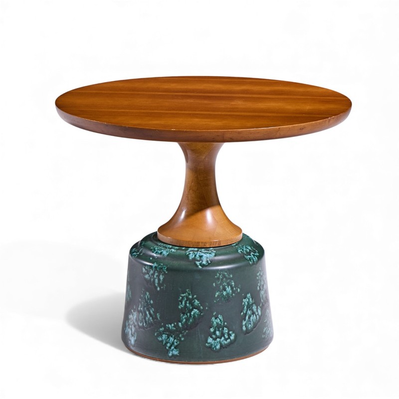 John Van Koert for Drexel Green Ceramic and Walnut Side End Tables - Pair gallery
