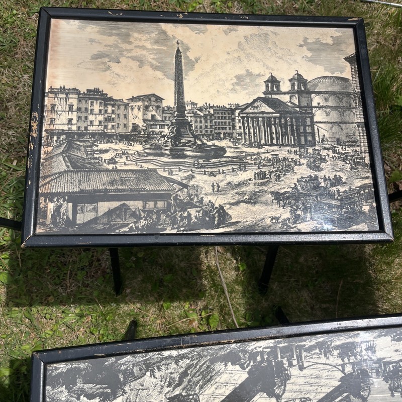 Artex Butlerette Set Of 4 ￼Mid-Century Black Folding Tray Tables, Piranesi Style gallery