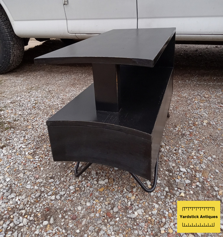 Mid Century Multiplex Modern Distressed Black Lacquer End Table (ET184)