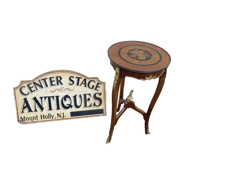 66568 Inlaid Louis XV Side Table Stand Bronze Ormalu