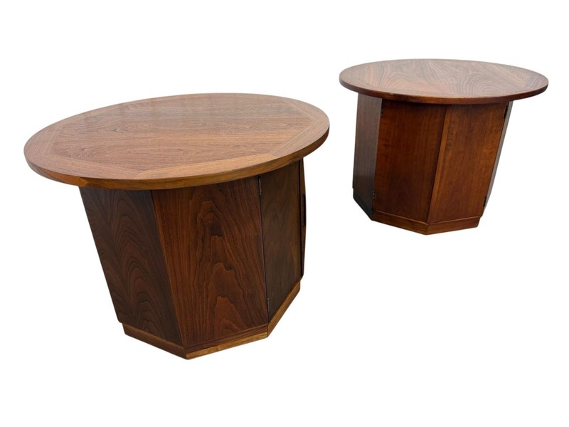 Mid-Century Modern Lane Rhythm Walnut Side Tables - Set of 2 - Refinished! gallery