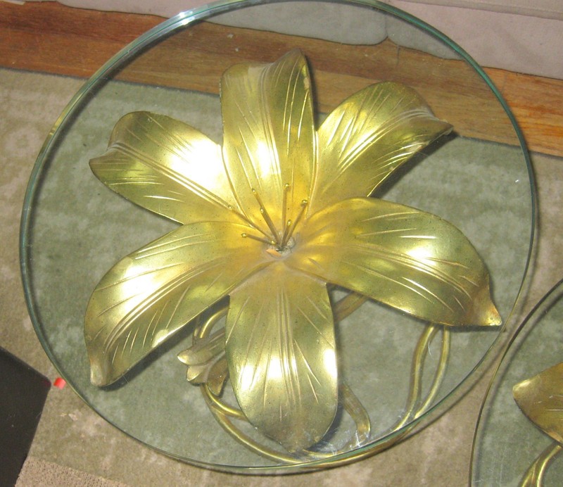 PAIR 1960s Arthur Court Lily Gold Gilded Hollywood Regency Side Tables gallery
