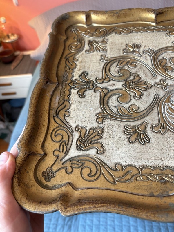 Italian Florentine Gold Gilt Vintage Nesting Table 22” Tall 16 Wide X 12 Deep gallery
