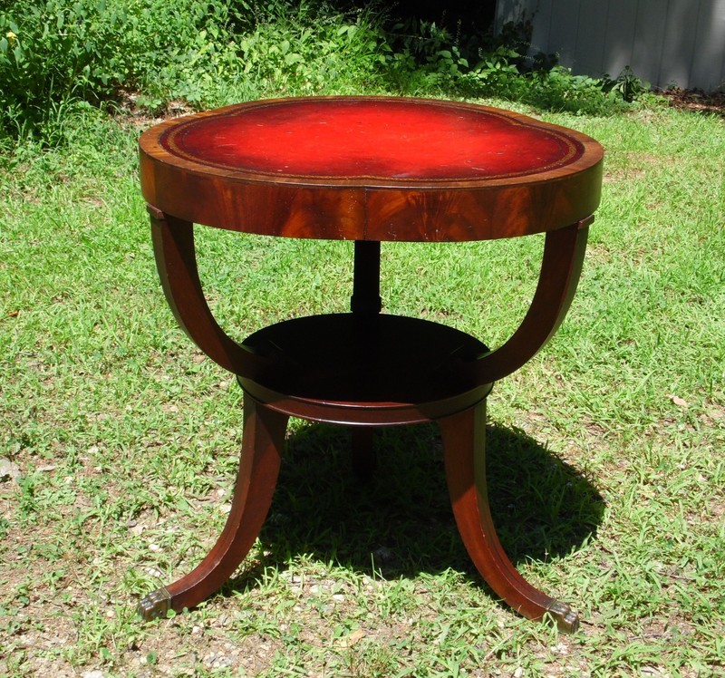 Vintage Ferguson Regency Mahogany Red Leather Top Center Table