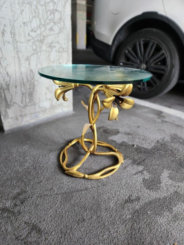 1970's Gilt Aluminum Poppy Table gallery