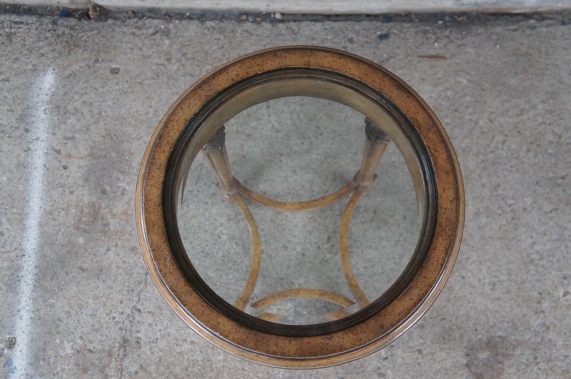 Maitland Smith French Louis XVI Walnut Glass Gueridon Pedestal Table Plant Stand gallery