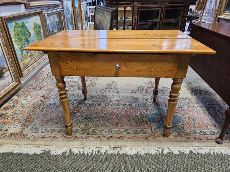 Antique Pine Farmhouse Side Table / Desk with Drawer
