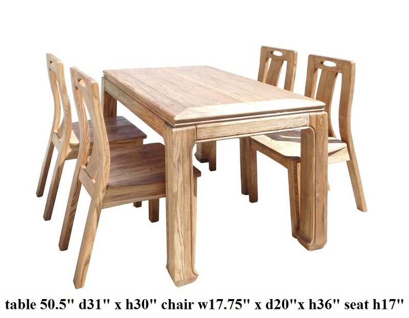 Oriental Light Wood Dining Table 4 Chairs Set cs1555 gallery