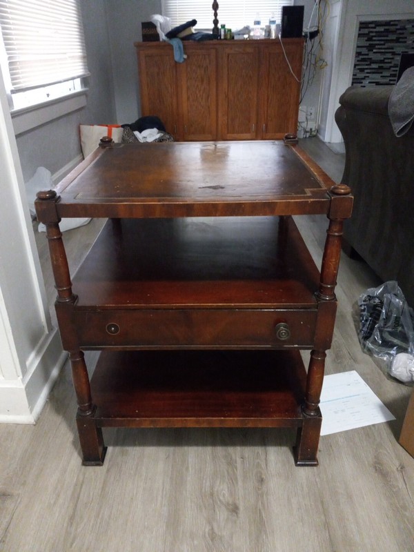 Beautiful Antique Side Table, Few Scraches Has 1 Handle. Heavy Thick Wood