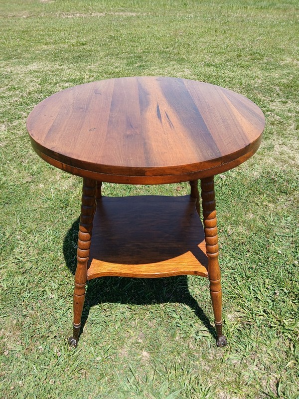 VTG Antique Wooden Two-Tier Side Table W Turned Legs & Glass Ball Claw Feet gallery