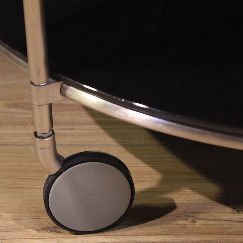 Coffee table on wheels modern Italian table 80s IN metal and glass gallery