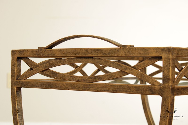 Hollywood Regency Style Wrought Iron and Glass Two Tier Side Table gallery