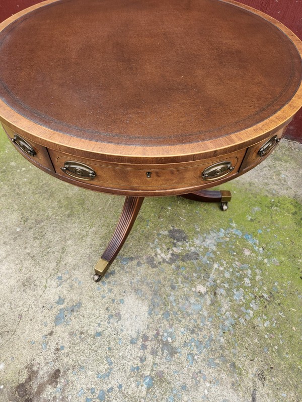 Antique Furniture English Sheraton George Style Mahogany Drum Center Table 32 gallery
