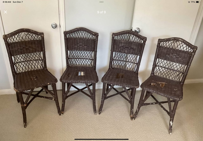 Antique Wicker Breakfast Table and Chairs gallery