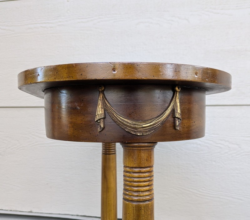 Vintage French Neoclassical Wood Side Pedestal Kidney Table Louis XVI Regency M7 gallery