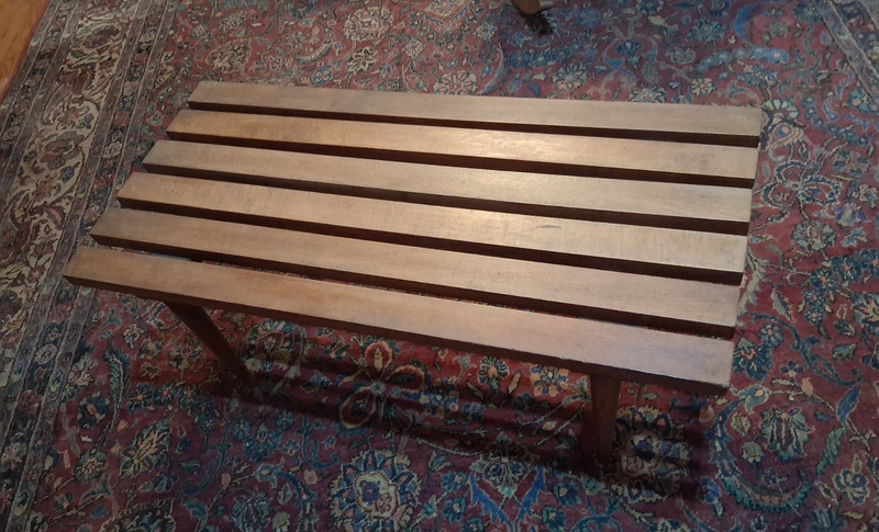 Vintage MCM slat Table Slatted Bench Petite Coffee Table gallery