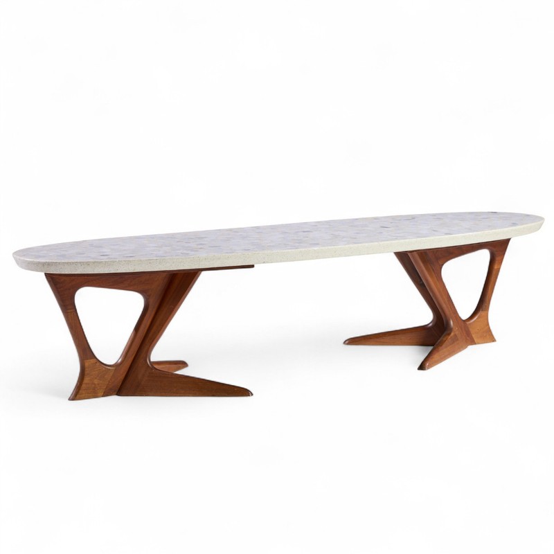 Harvey Probber Mid Century Walnut and Terrazzo Coffee Table gallery