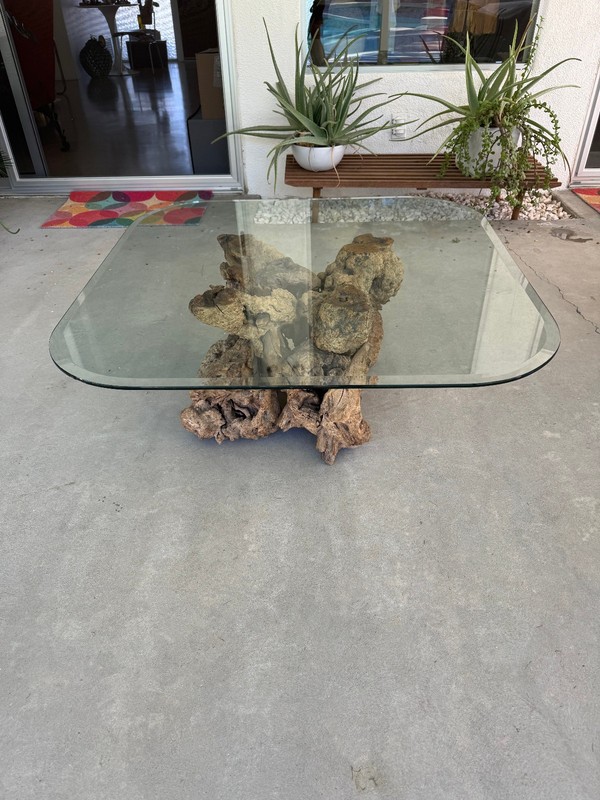 Vintage Burlwood & Glass Coffee Table gallery