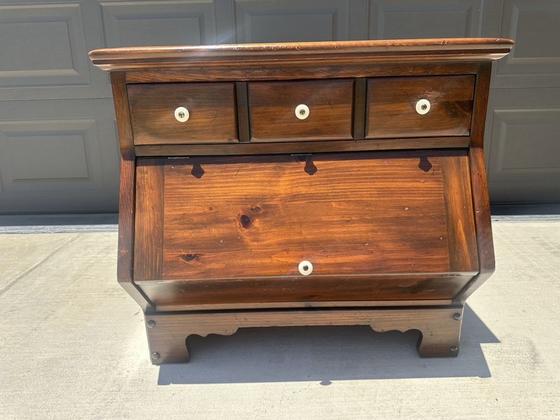 Beautiful Vintage Mid Century Ethan Allen Old Tavern Pine Sugar Bin Side Table gallery