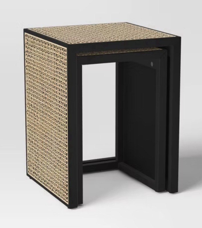 23" High Square Nesting Accent Table Pine Black/Natural - Assembly Required gallery