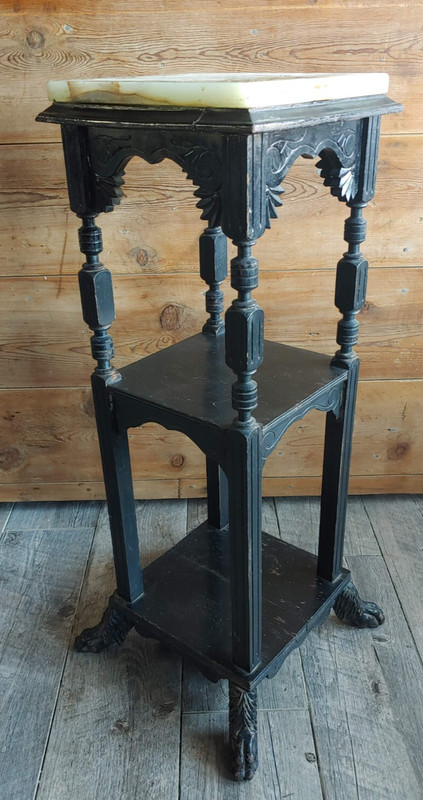 Antique Eastlake? Victorian 3-tier Plant Stand, Parlor Table with Marble Top