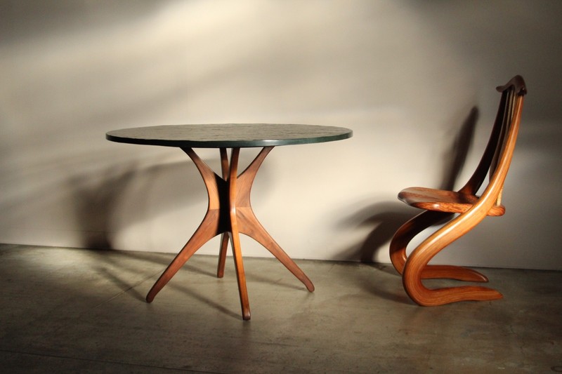 Sculptural Walnut and Slate Dining Table After Vladimir Kagan, 1950s MCM gallery