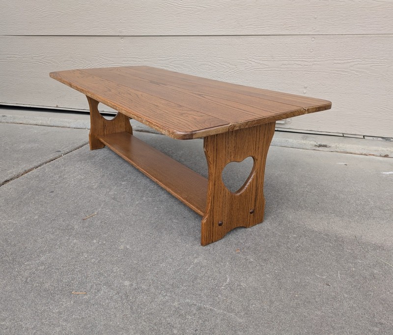 Vintage Rustic Country Farmhouse Oak Wood Console Coffee Drop Leaf Table E23 gallery